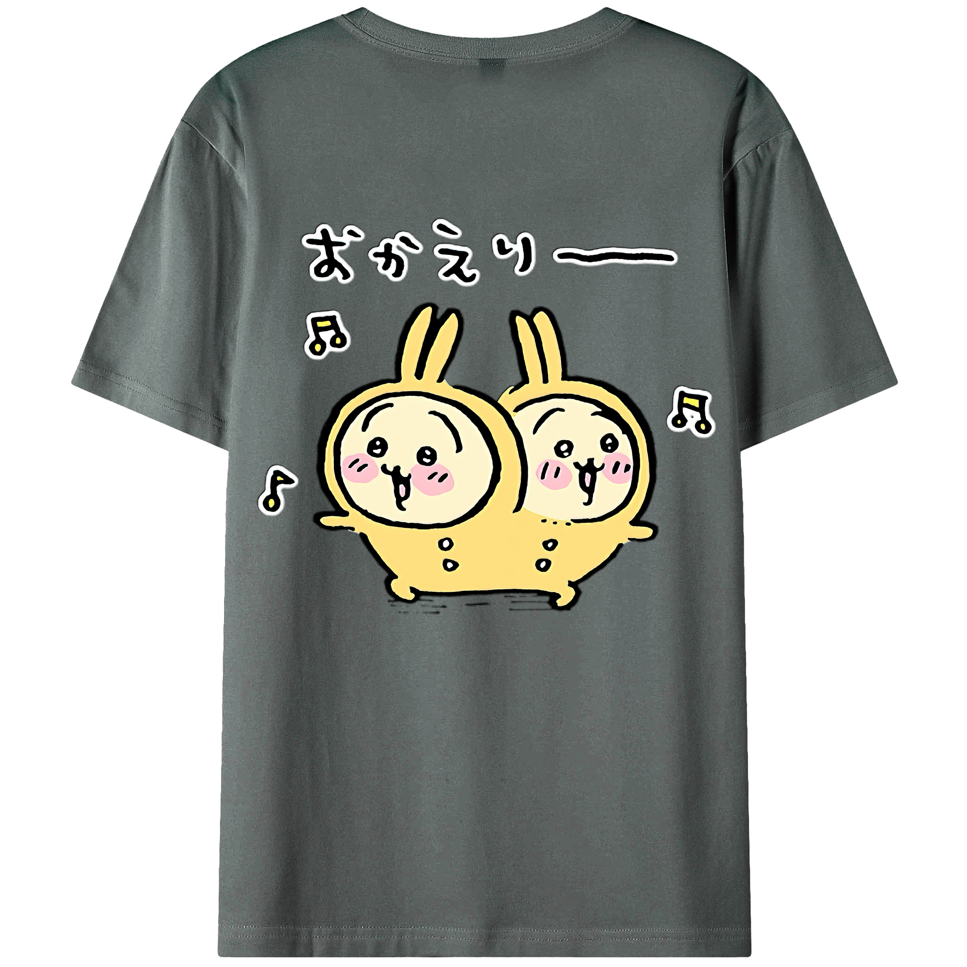 （画像用） ちいかわ うさぎ Chii-kawa usagi 綿100％ メンズ半袖Tシャツ（バックプリント） 通気性